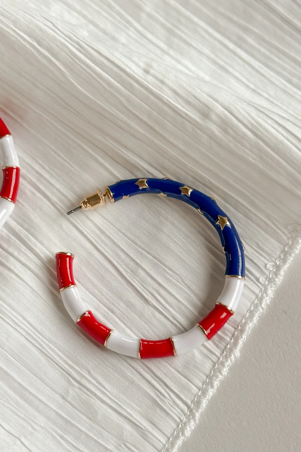 Eleanor Red, White, & Blue Hoop Earrings - Image 2