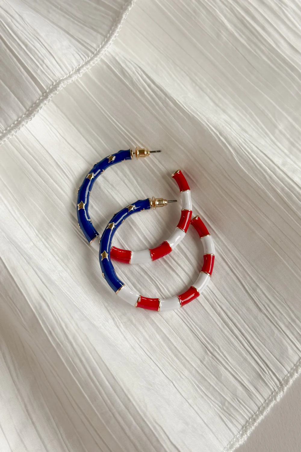 Eleanor Red, White, & Blue Hoop Earrings - Image 4