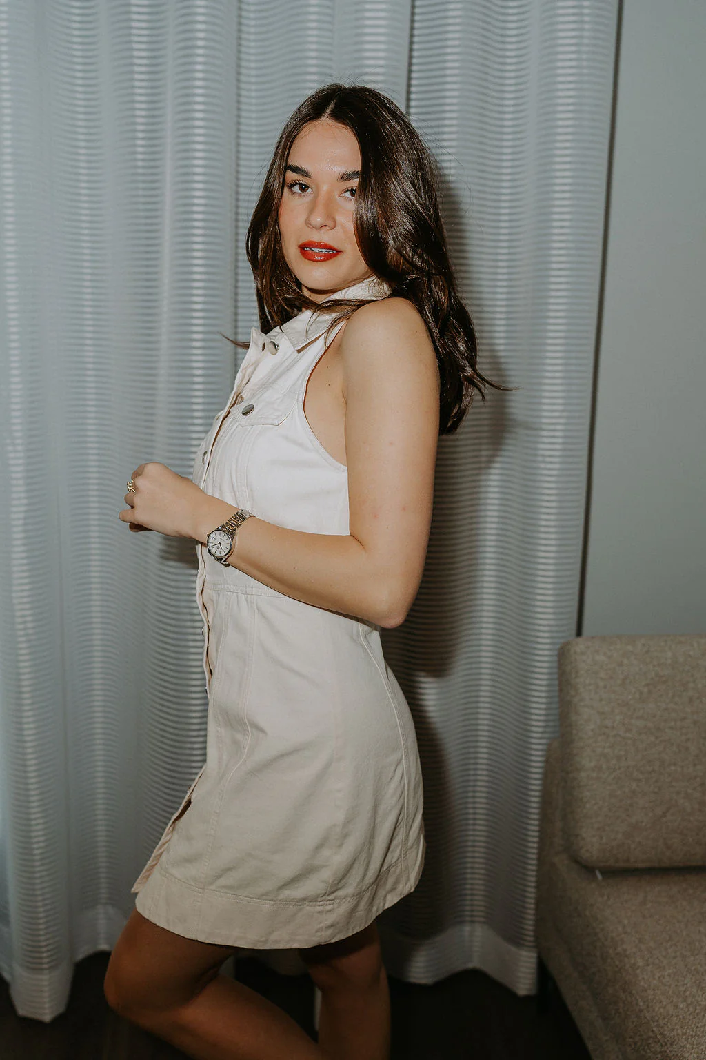 Eleanor Sleeveless Button Front Mini Dress - Image 8