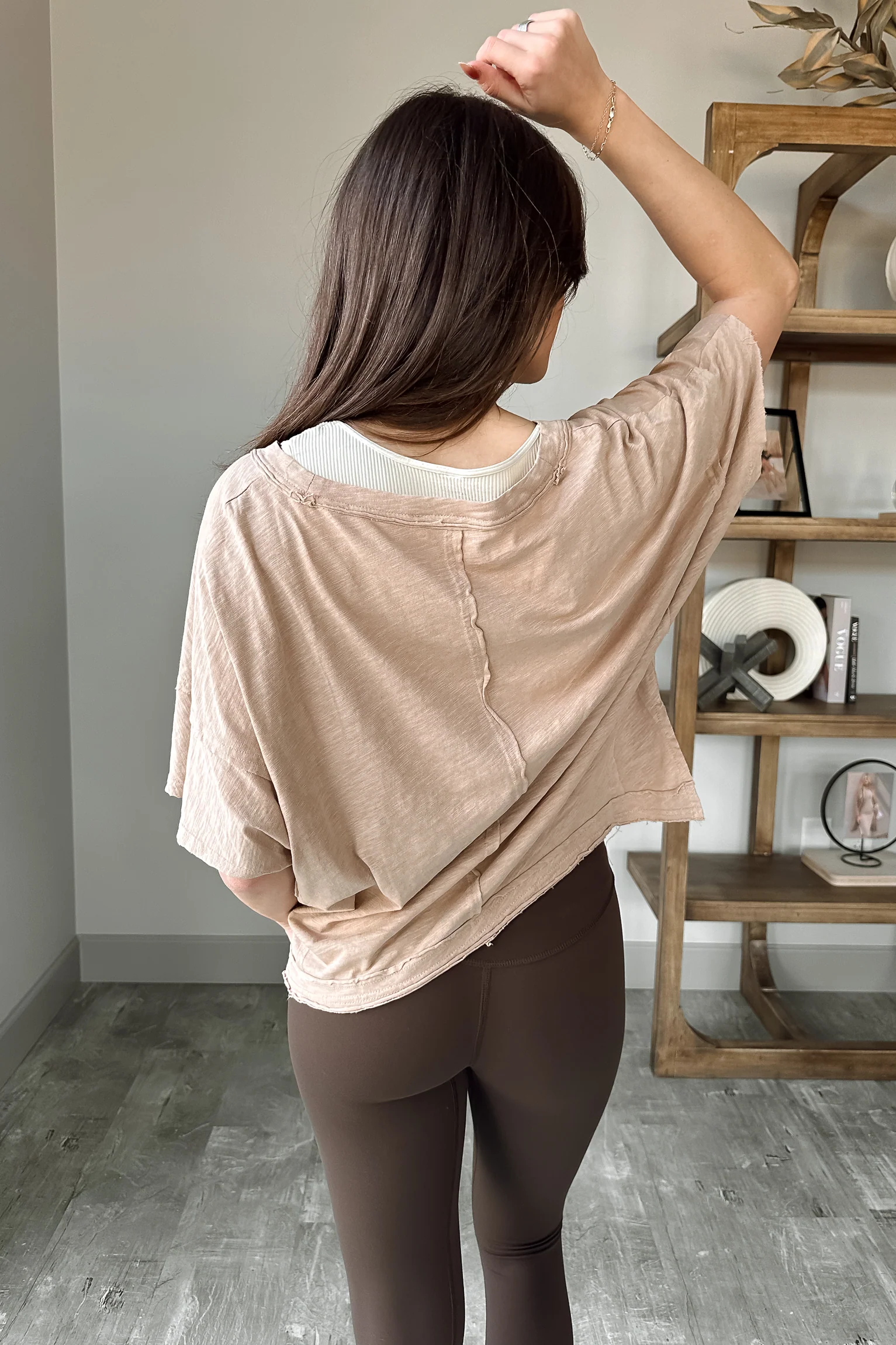 Elena Dark Taupe V-Neckline Top - Image 8