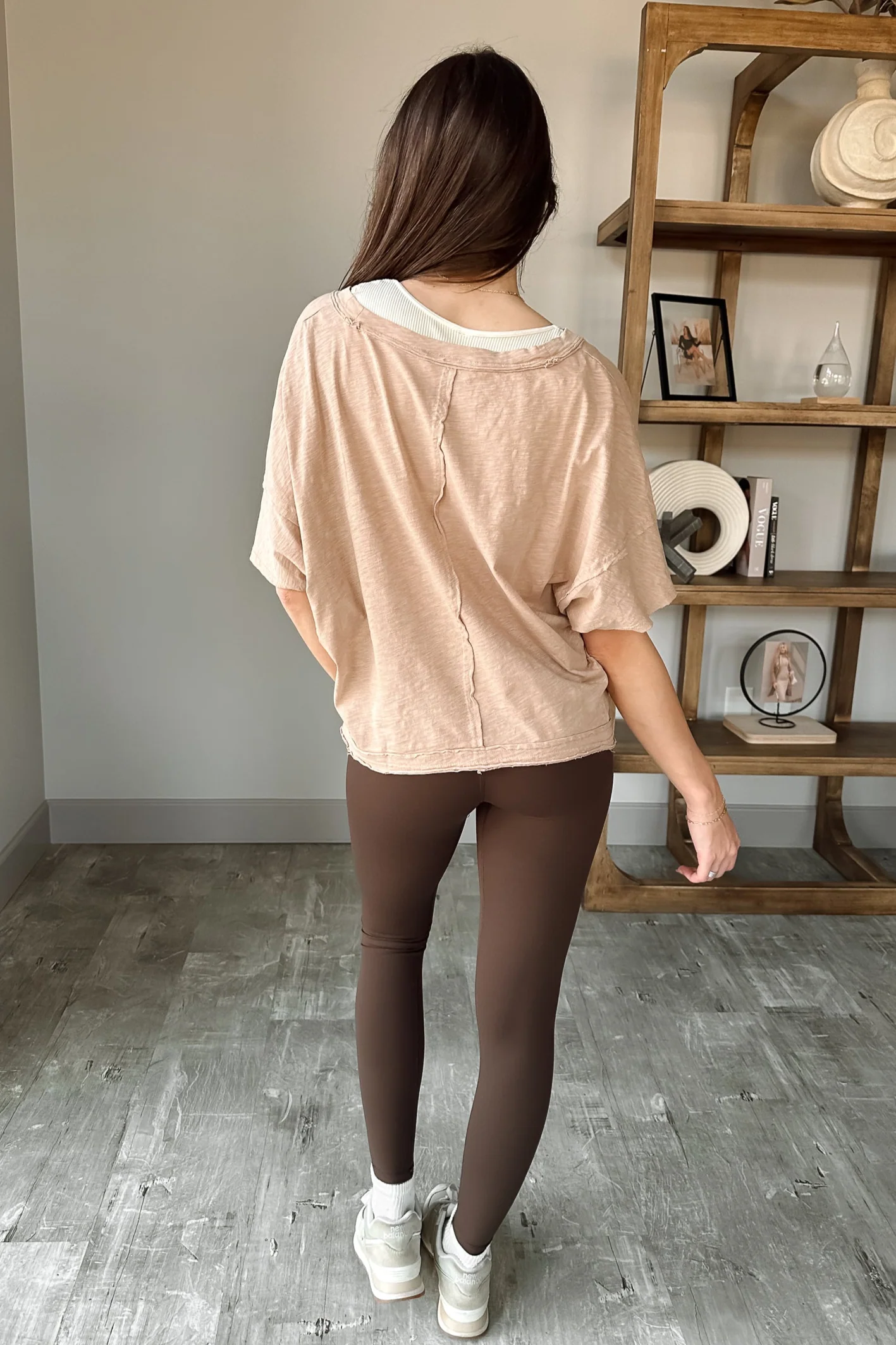 Elena Dark Taupe V-Neckline Top - Image 9