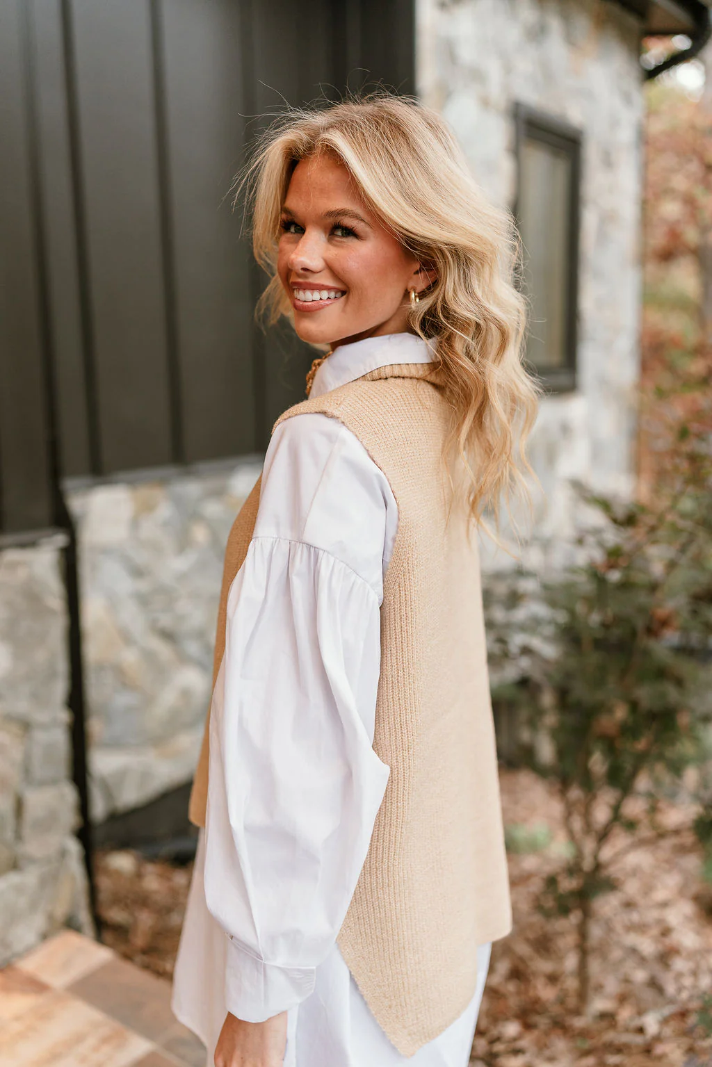 Elena Taupe Turtleneck Sweater Vest - Image 11