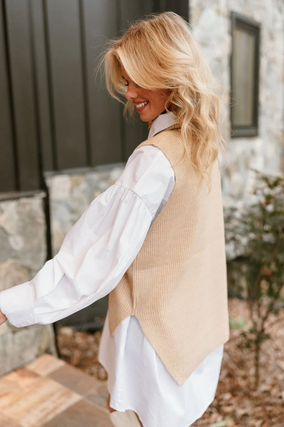 Elena Taupe Turtleneck Sweater Vest - Image 12