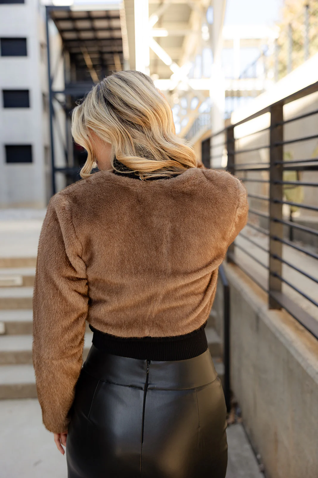 Eliana Brown Faux Fur Cardigan - Image 4