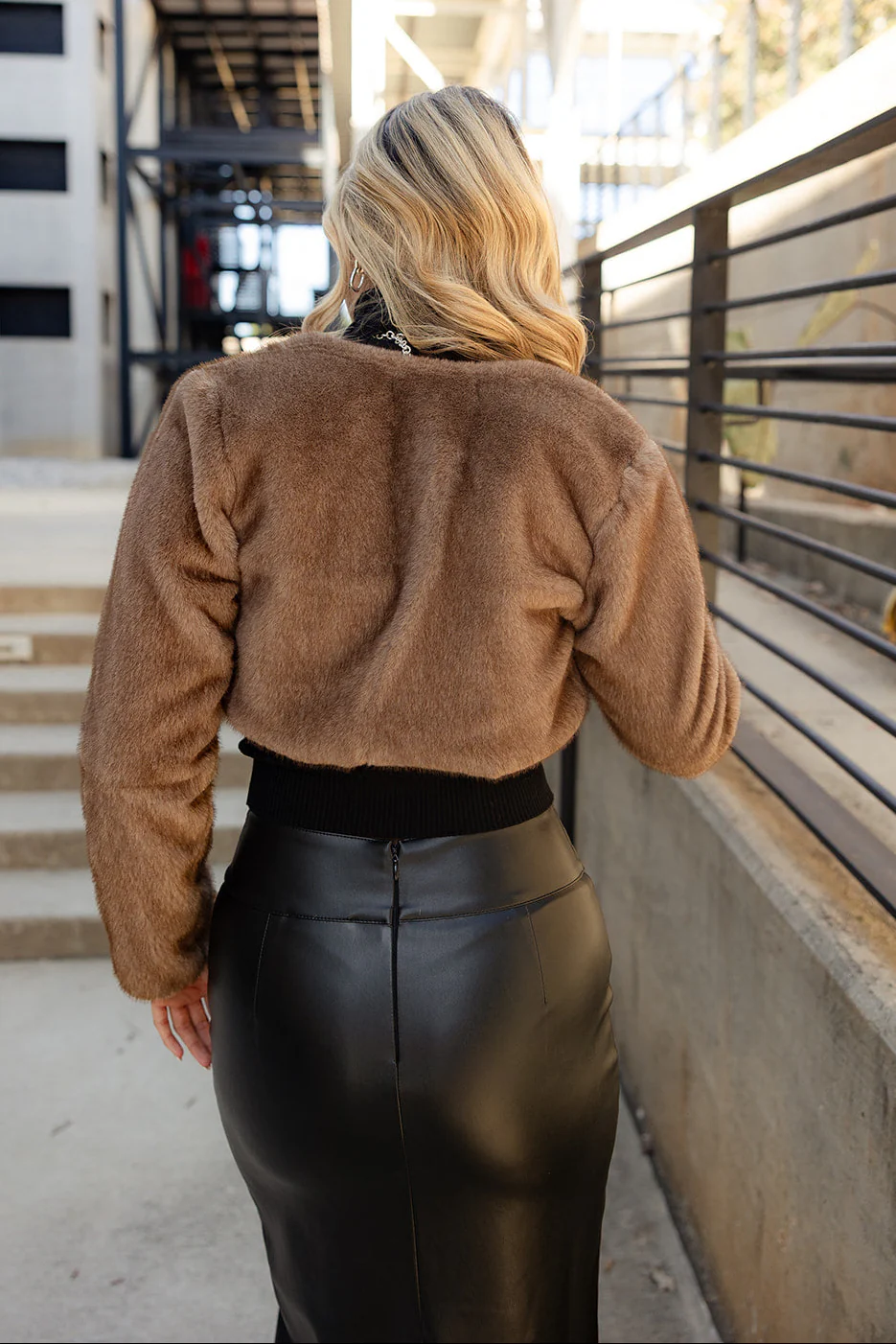 Eliana Brown Faux Fur Cardigan - Image 7