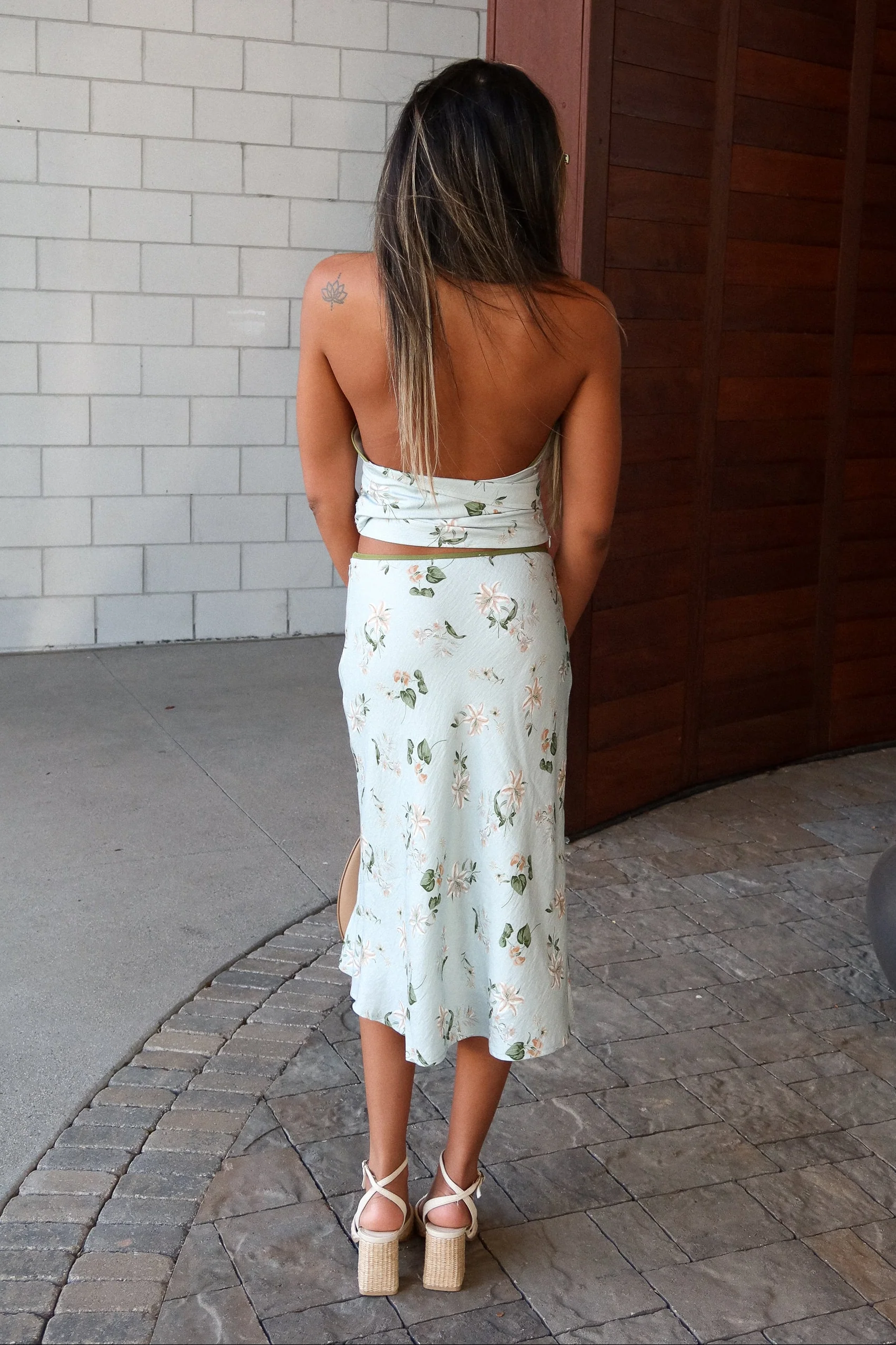Eliana Mint Blue Multi Floral Midi Skirt - Image 5