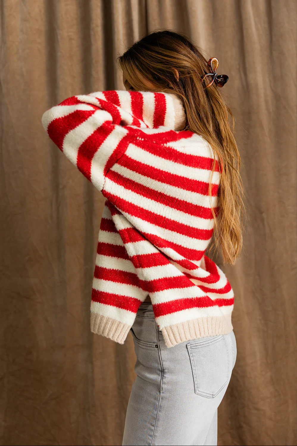 Eliana Red & Ivory Stripe Knit Sweater - Image 10