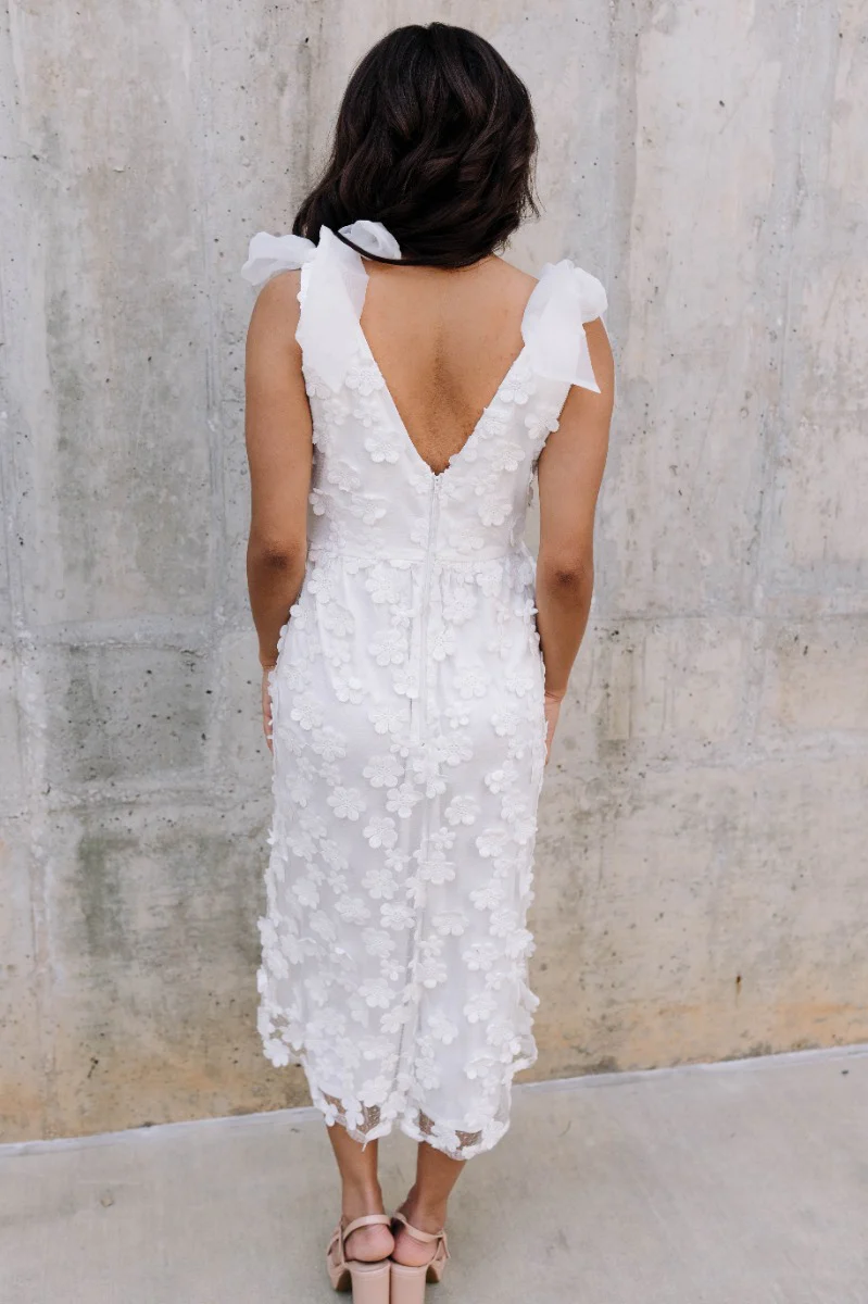 Eliana White Floral Midi Dress - Image 12