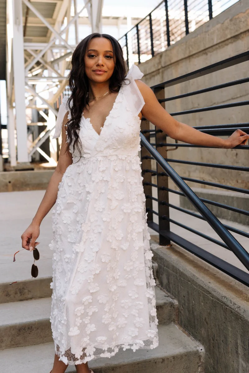 Eliana White Floral Midi Dress - Image 2