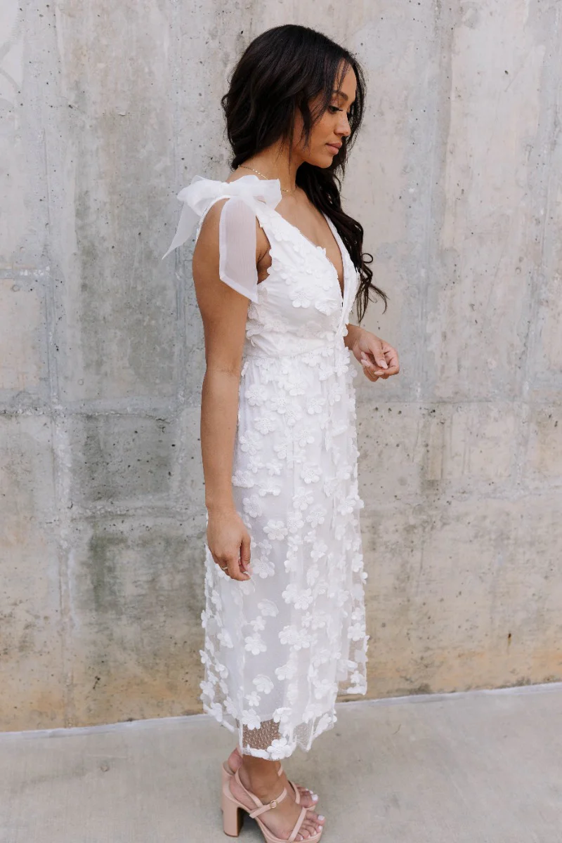 Eliana White Floral Midi Dress - Image 8