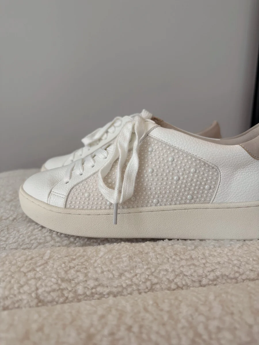 Elina White Embellished Low Top Sneakers - Image 5