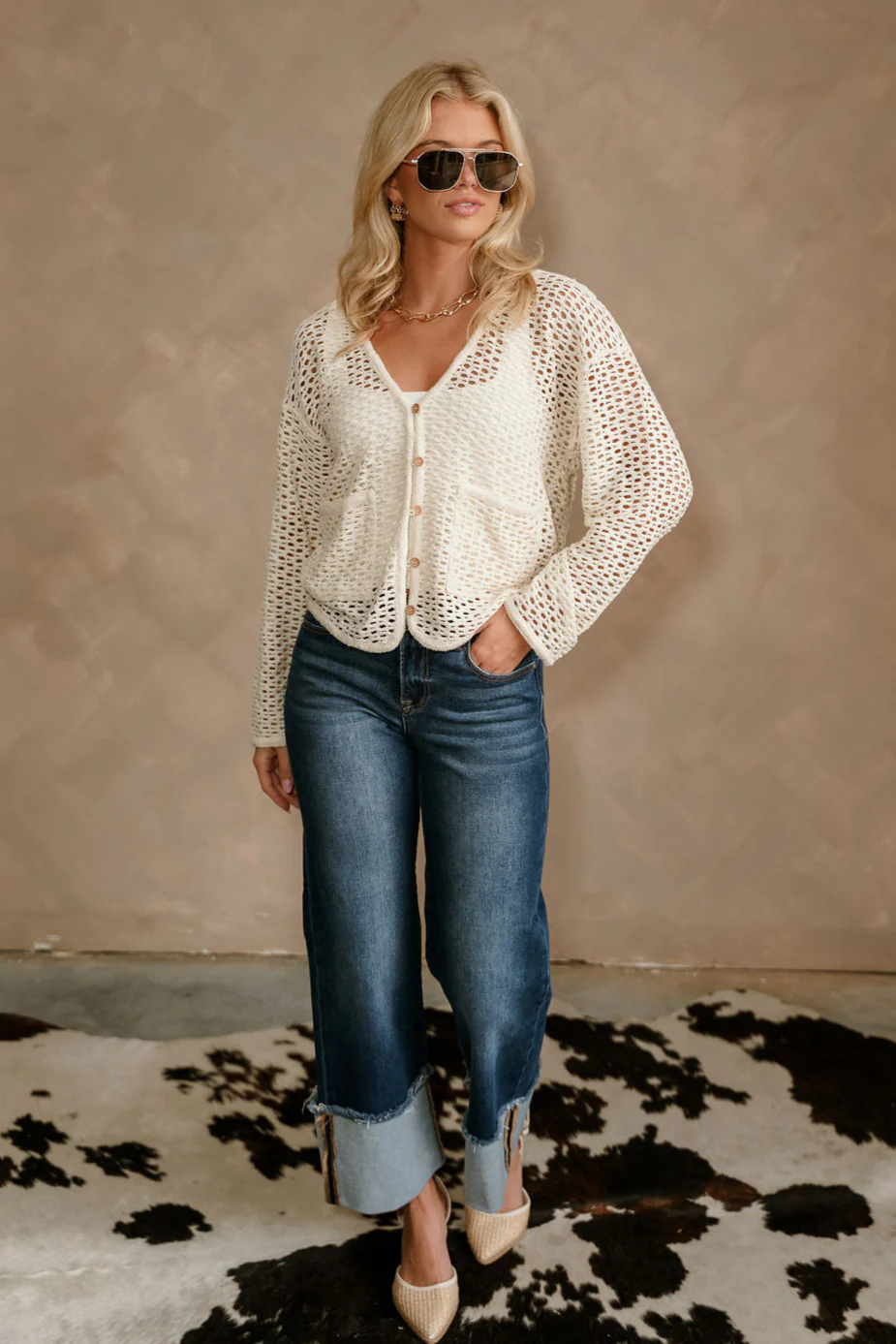Elisa Cream Button-Up Knit Cardigan - Image 5