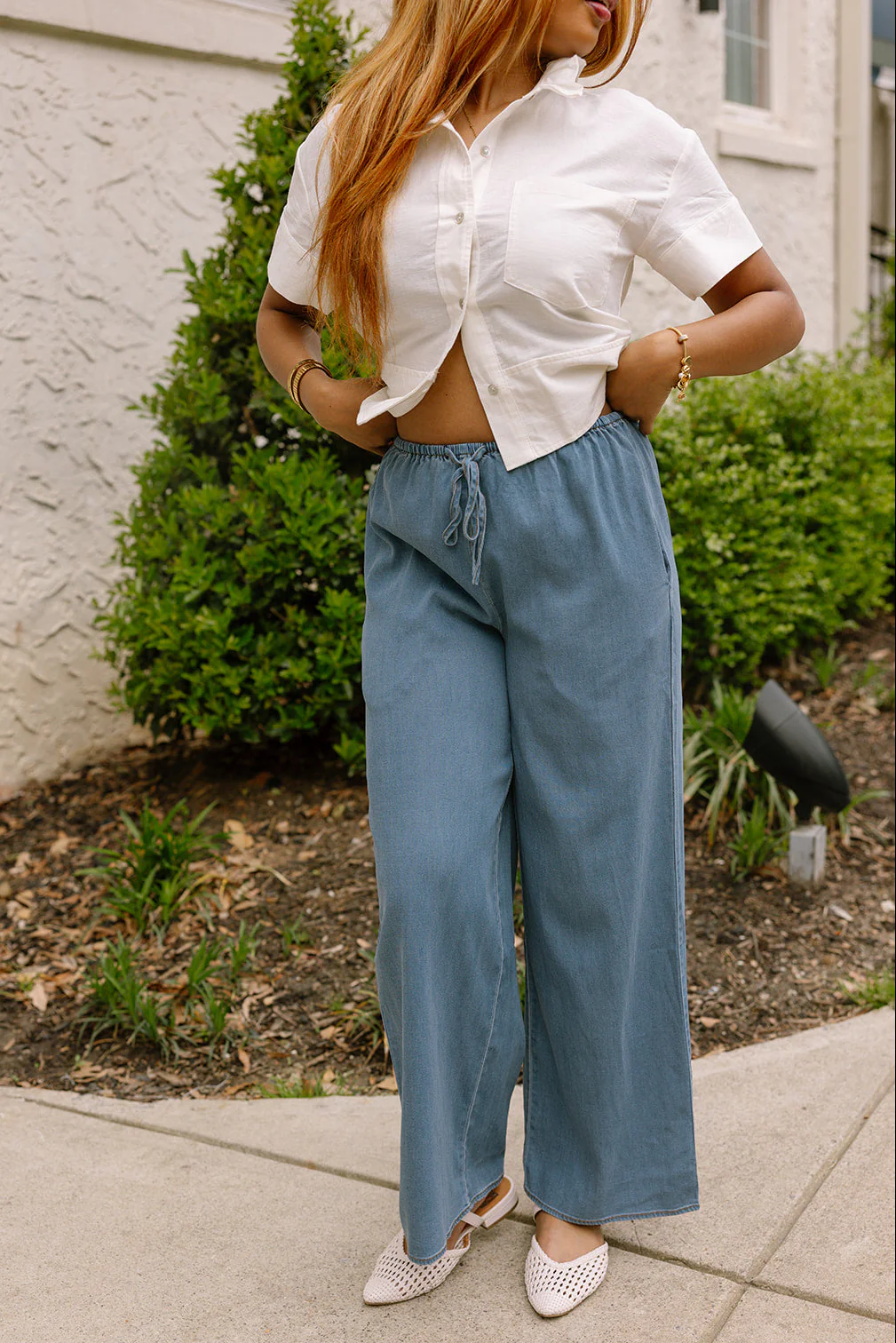 Elisa Medium Wash Denim Wide Leg Pants