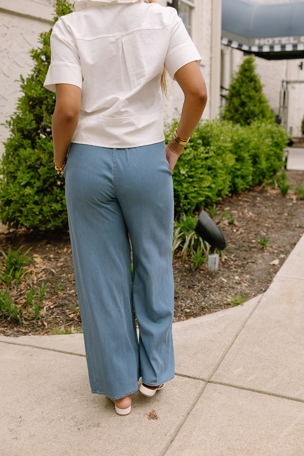 Elisa Medium Wash Denim Wide Leg Pants - Image 4