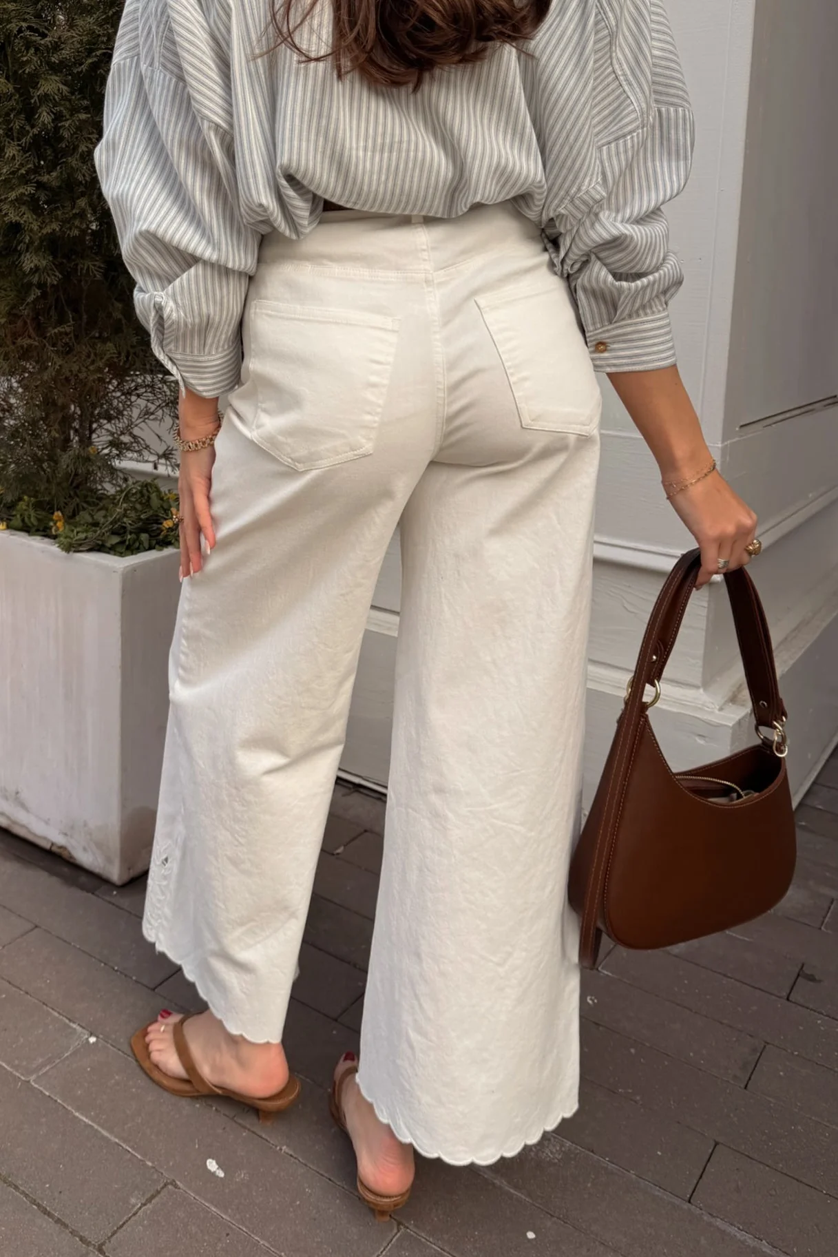 Elisa White Floral & Scallop Wide Leg Pants - Image 4