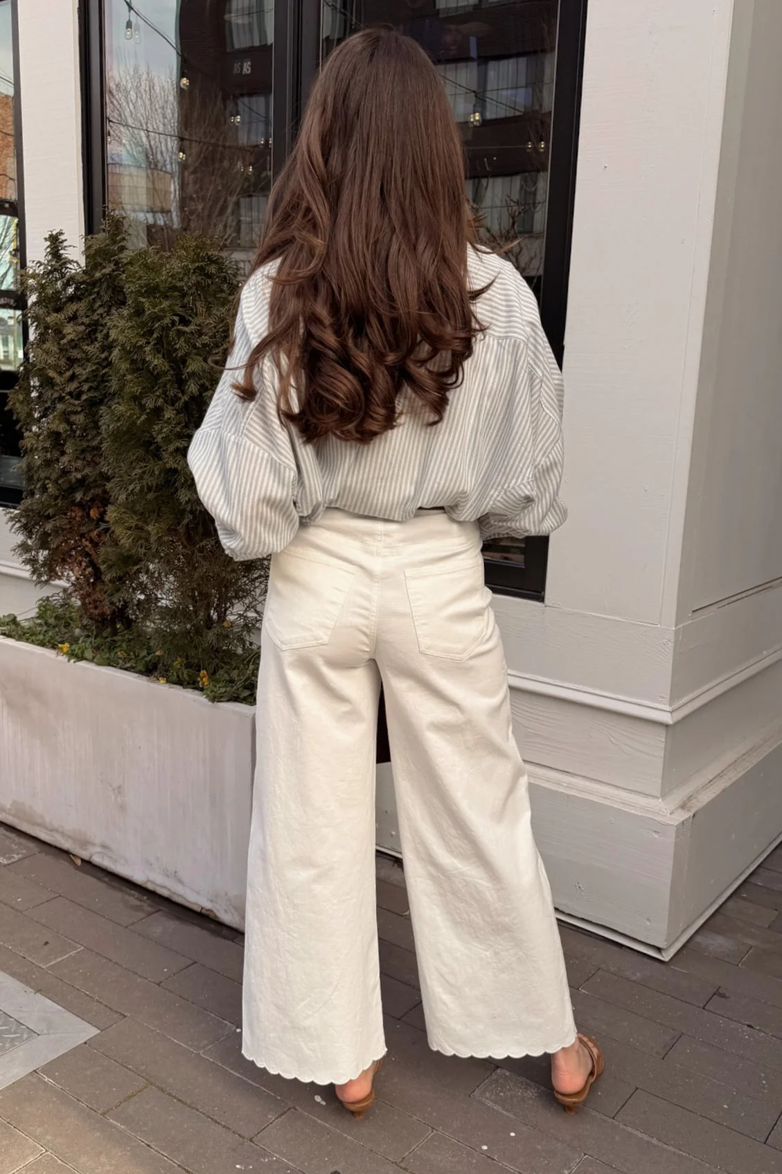 Elisa White Floral & Scallop Wide Leg Pants - Image 5