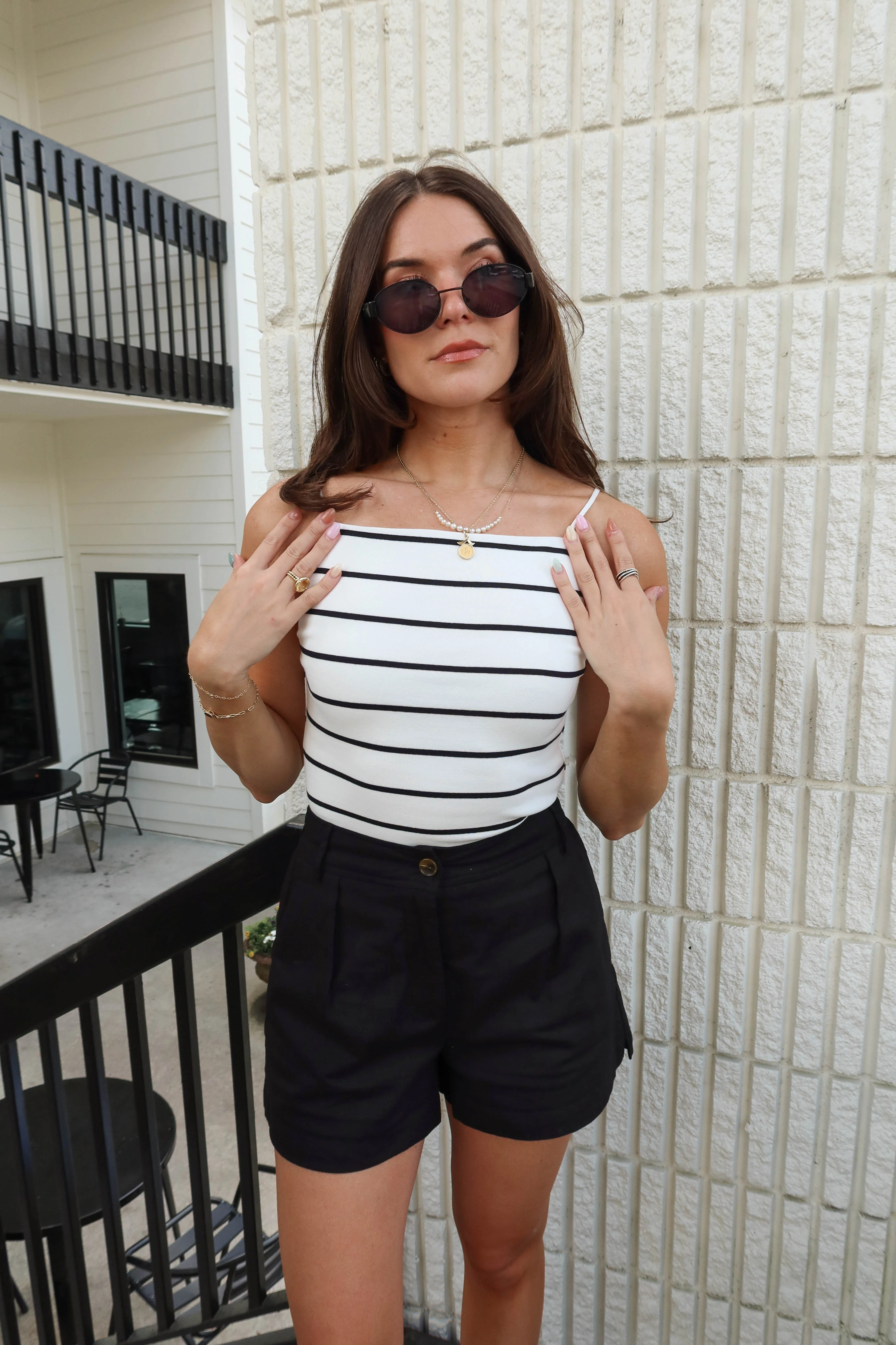 Elise White & Black Stripe Tank