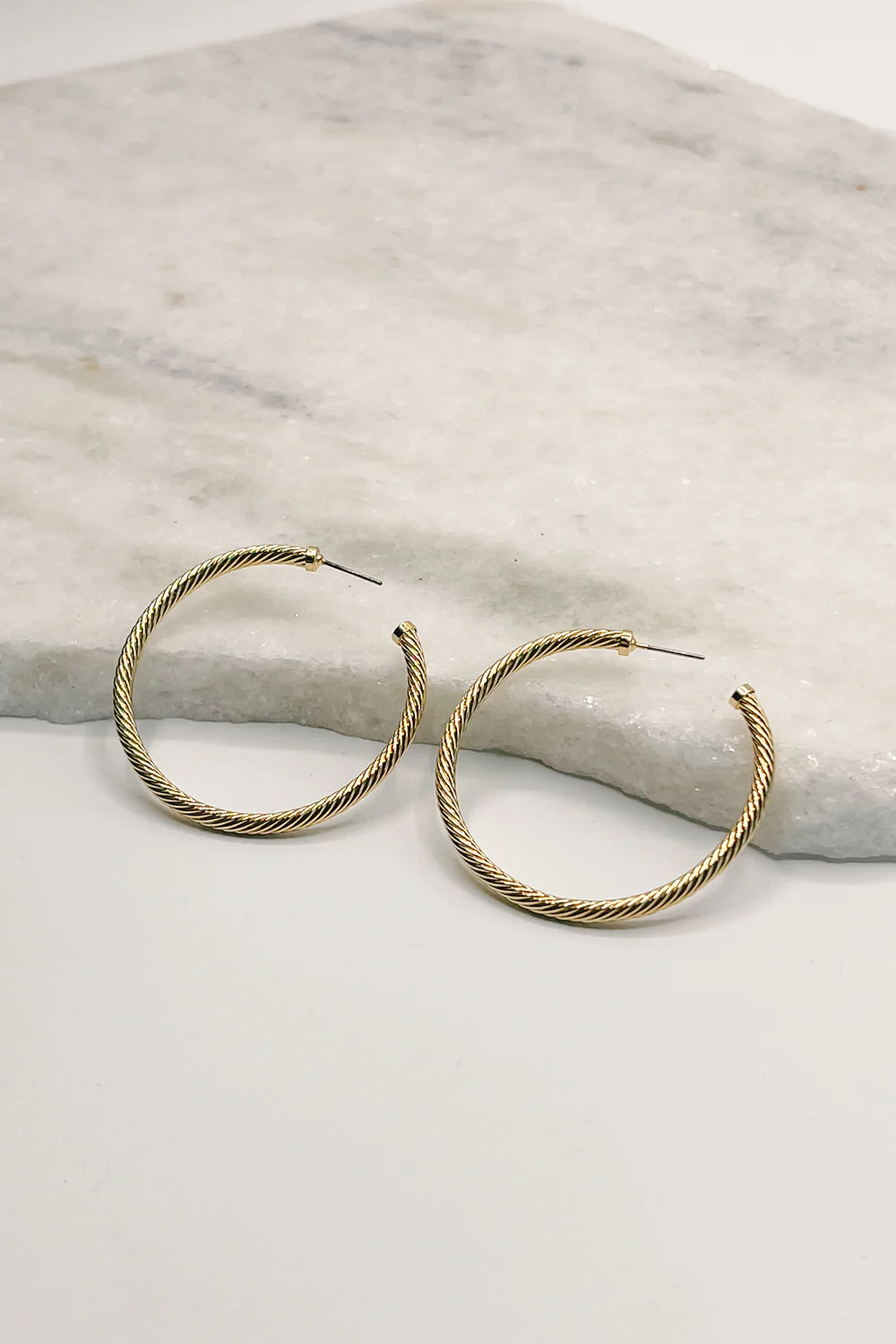 Eliza Gold Dipped Ribbed Hoop Earring