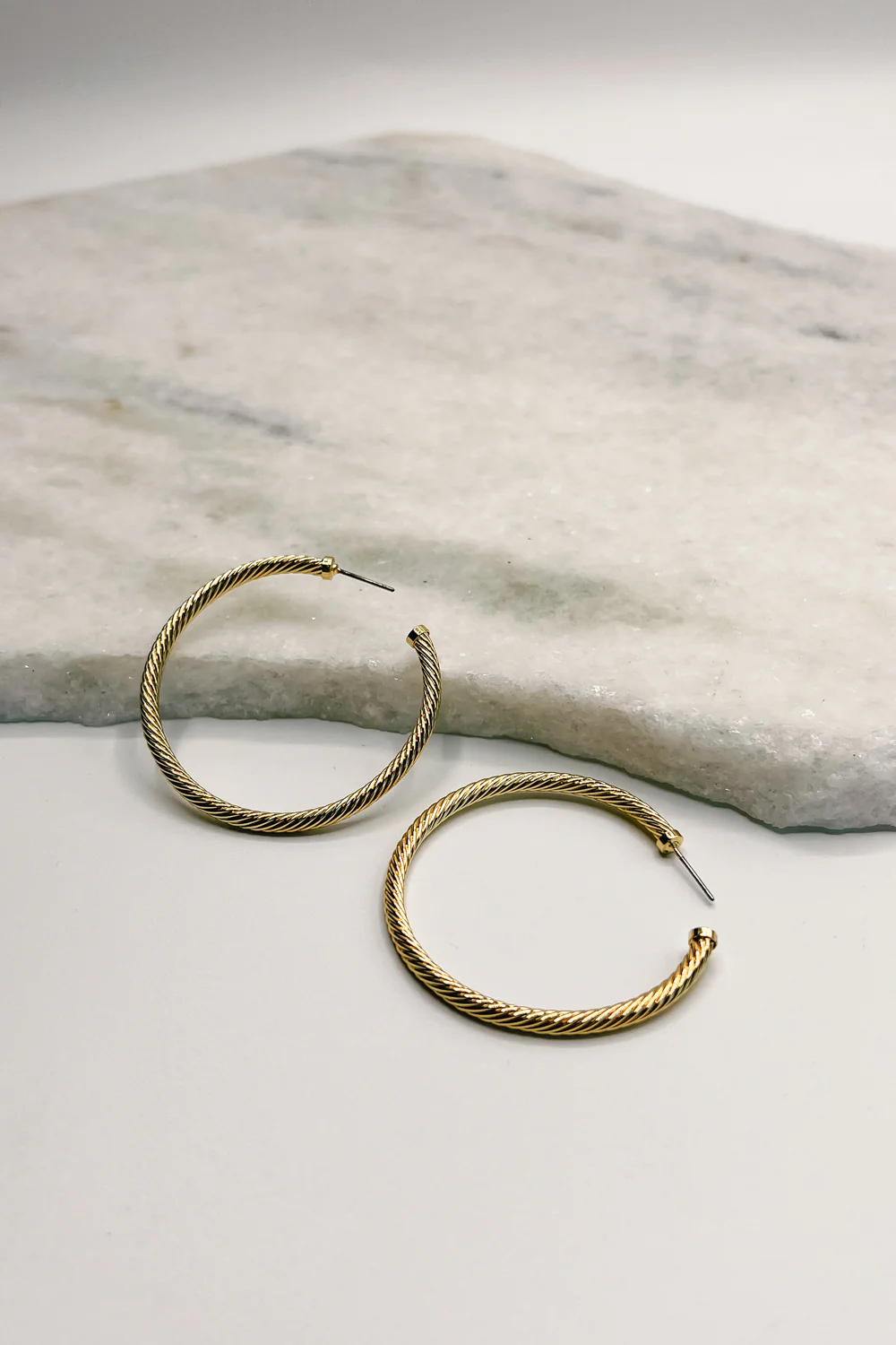 Eliza Gold Dipped Ribbed Hoop Earring - Image 2