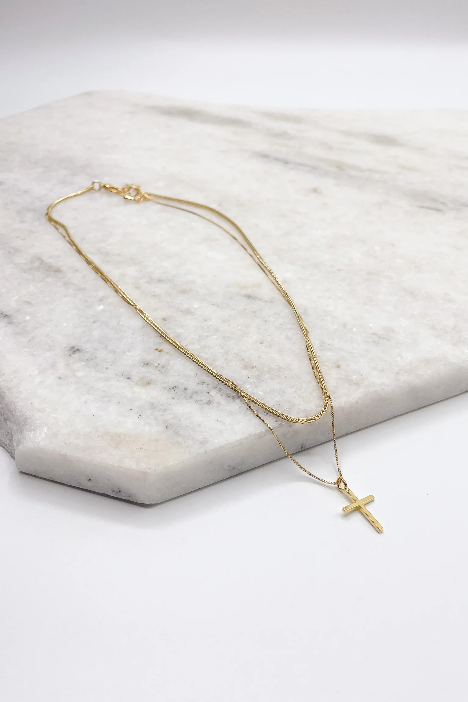 Eliza Gold Dipped Layered Cross Necklace