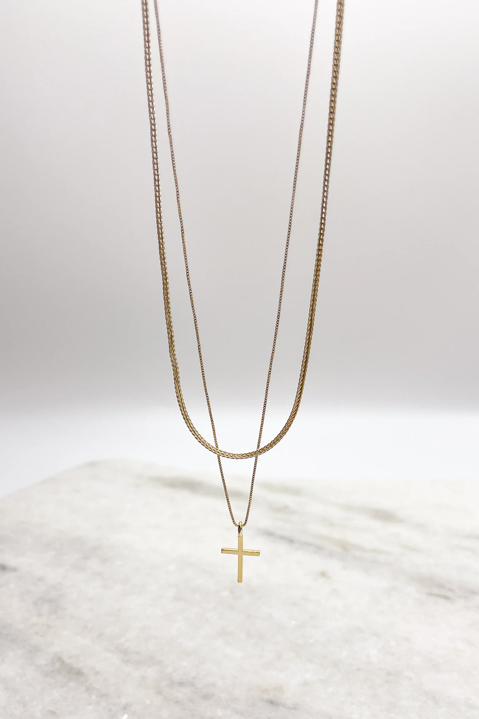 Eliza Gold Dipped Layered Cross Necklace - Image 2