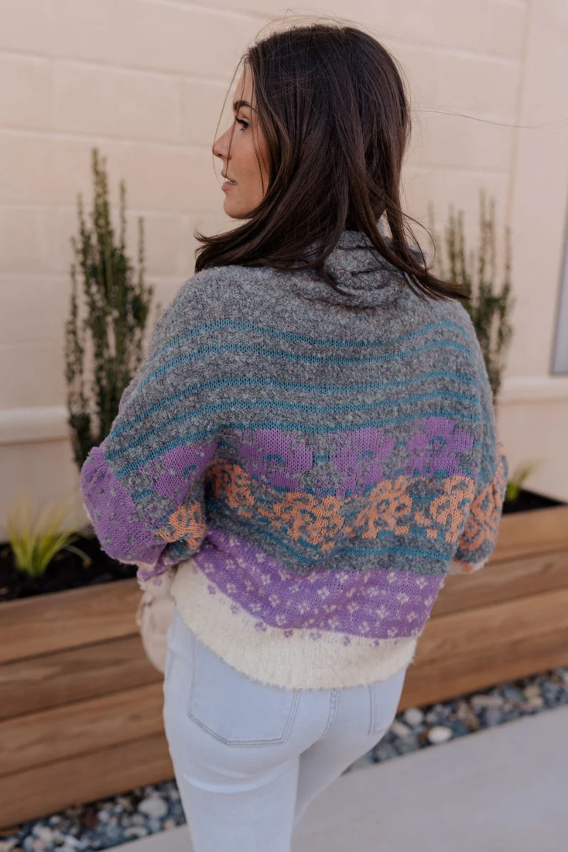 Eliza Purple Multi Long Sleeve Sweater - Image 8