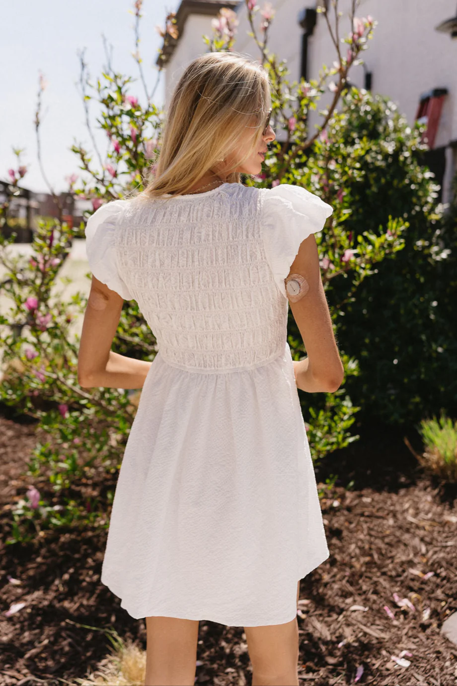 Eliza White Smocked Bows Mini Dress - Image 10