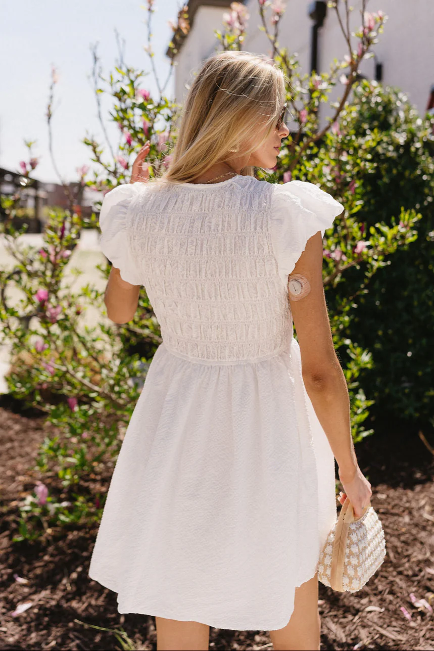 Eliza White Smocked Bows Mini Dress - Image 9