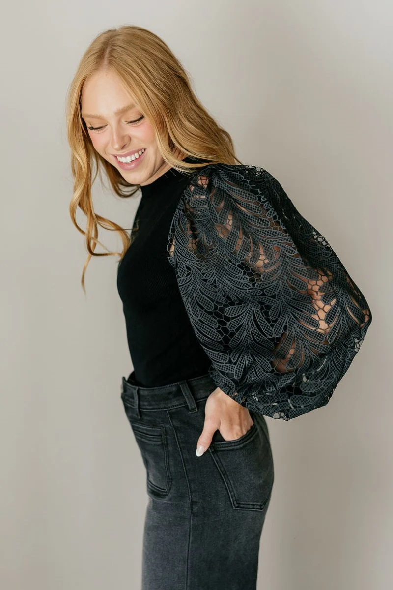 Elizabeth Black Puff Sleeve Top