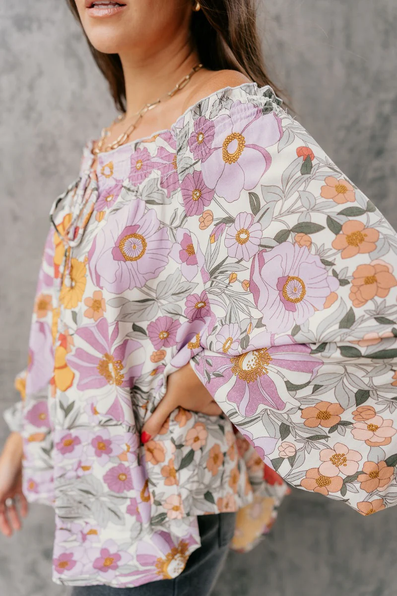 Elizabeth Lavender Multi Floral Long Sleeve Top - Image 10