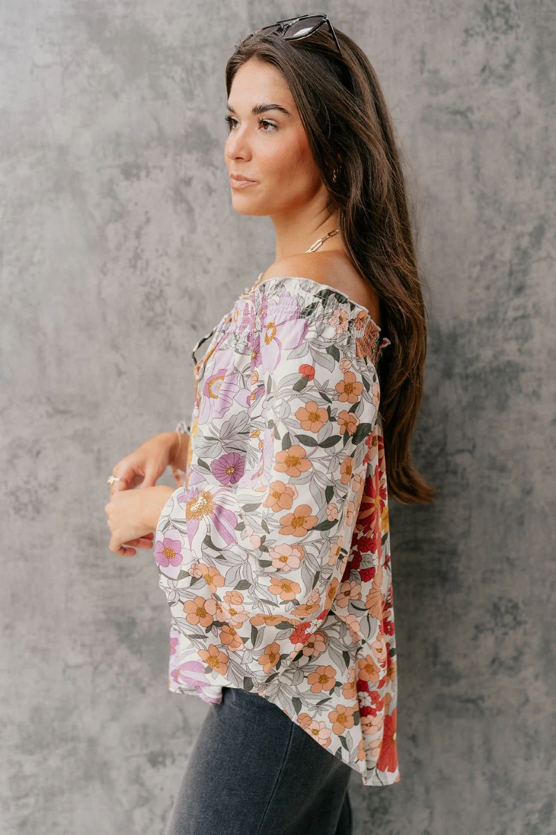Elizabeth Lavender Multi Floral Long Sleeve Top - Image 11
