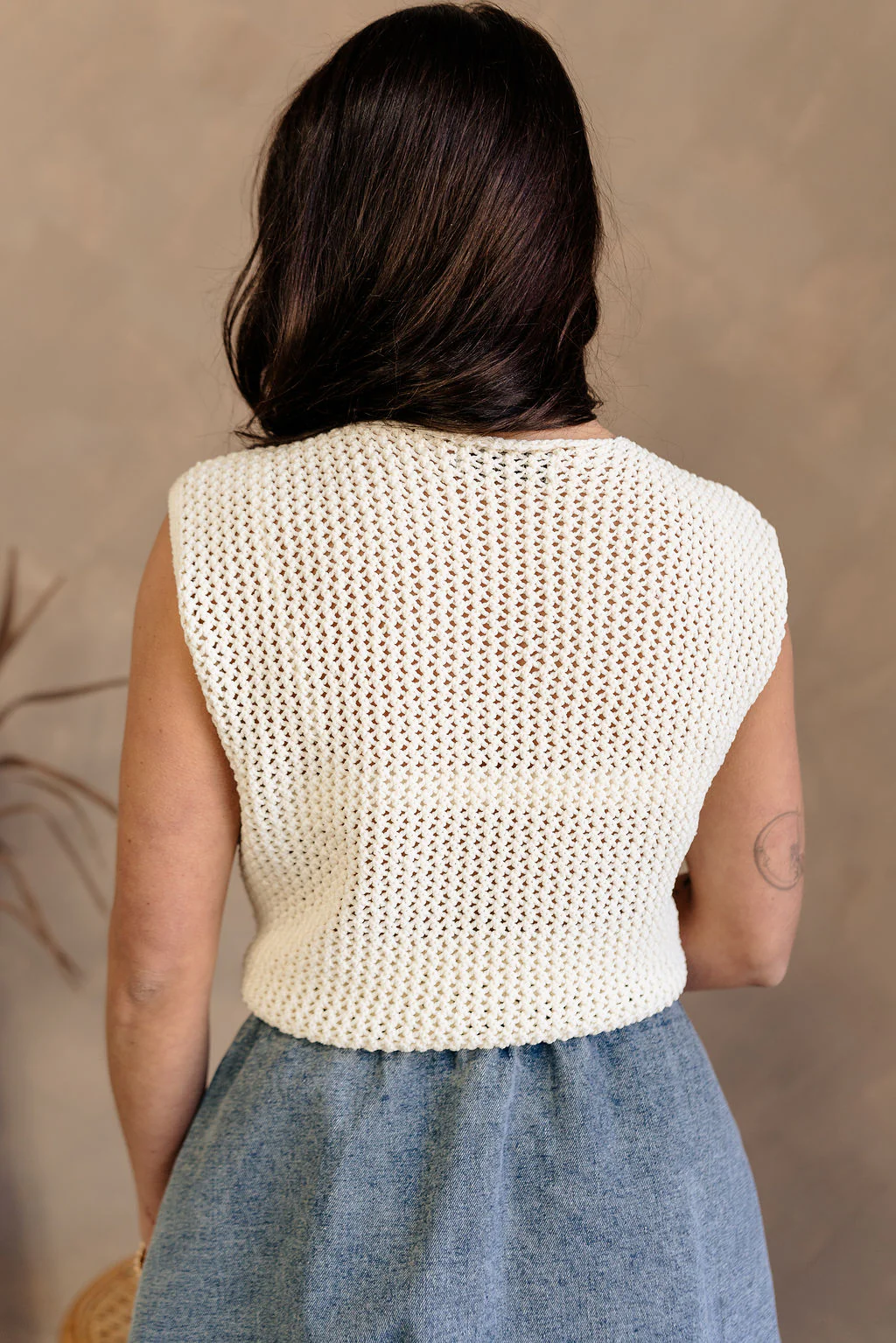 Ella Cream Knit Gold Brushed Buttons Sweater - Image 5