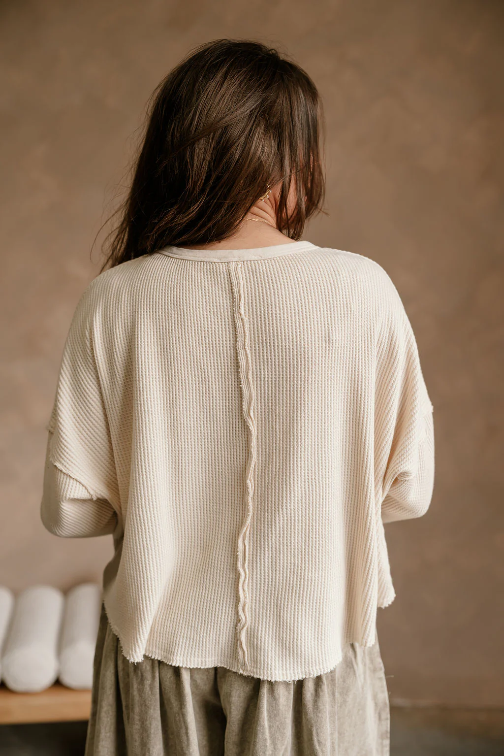 Ella Cream Waffle Knit Top - Image 4