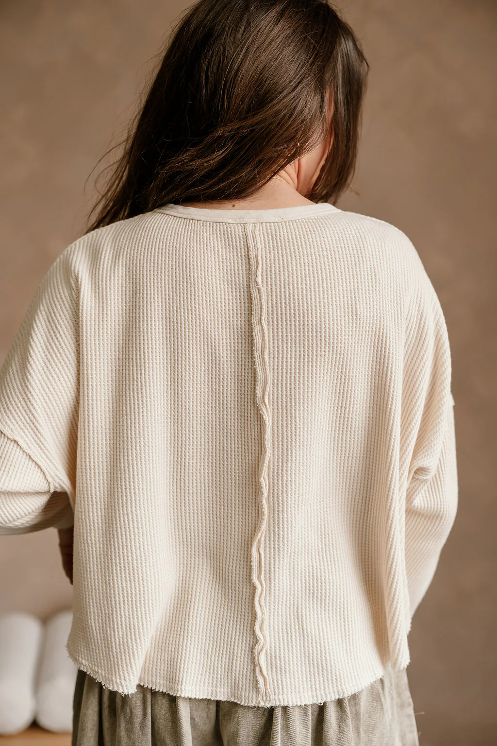 Ella Cream Waffle Knit Top - Image 6