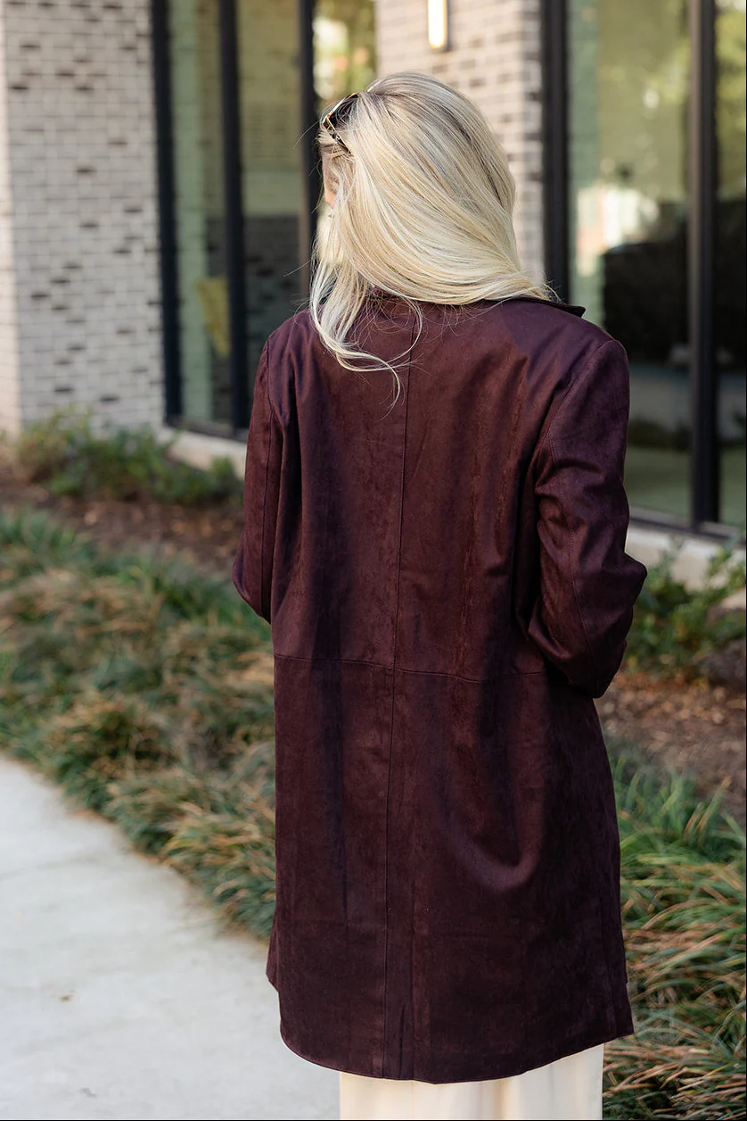 Ella Dark Brown Suede Blazer - Image 4