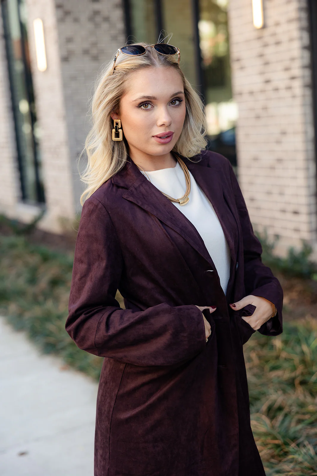 Ella Dark Brown Suede Blazer - Image 5