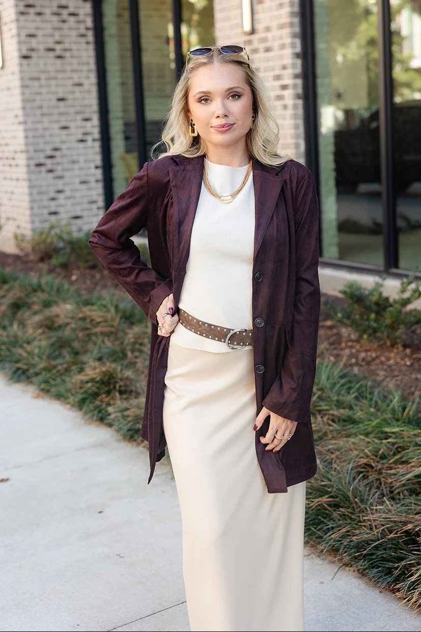 Ella Dark Brown Suede Blazer - Image 6