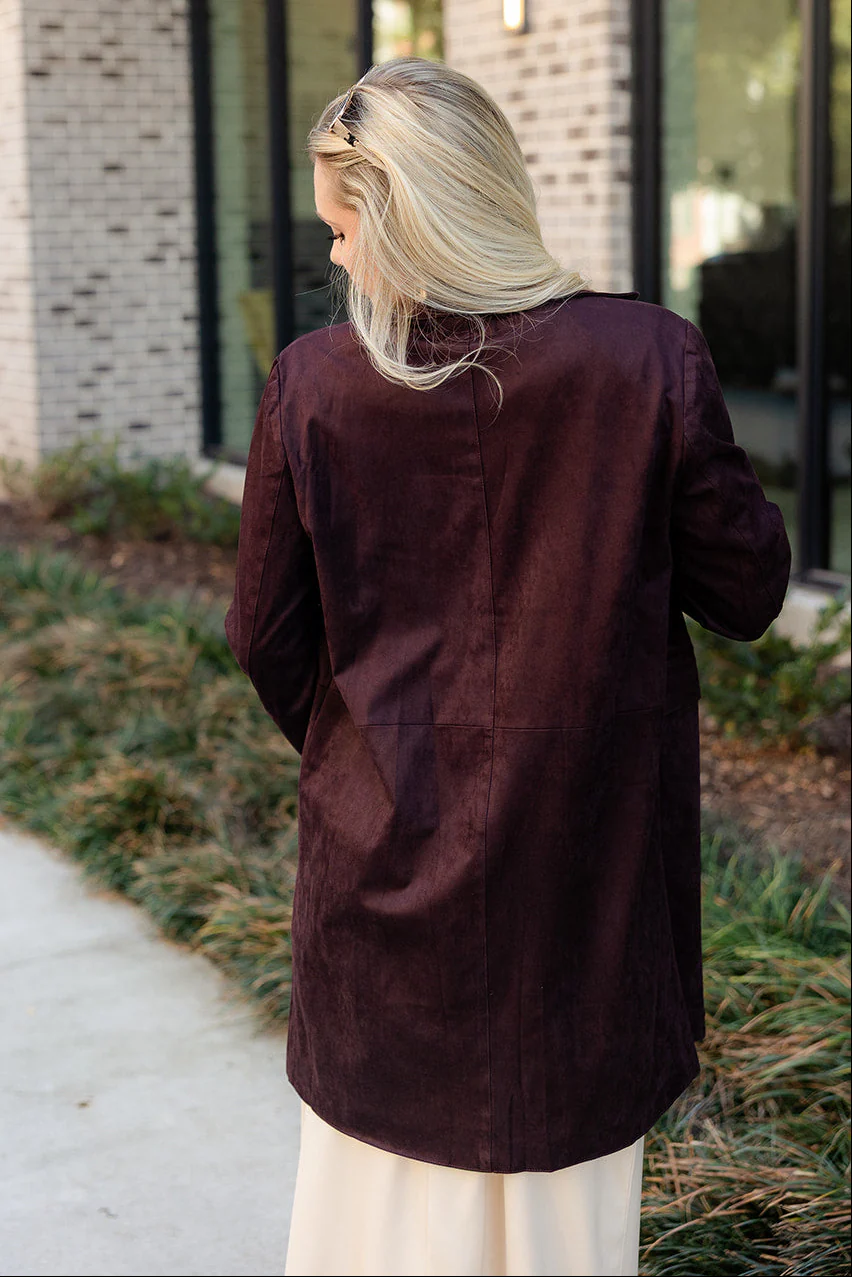 Ella Dark Brown Suede Blazer - Image 8