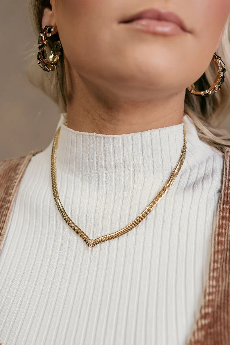 Ella Gold Pointed Herringbone Necklace