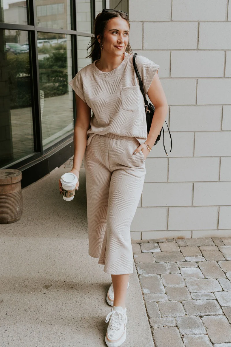 Ella Light Taupe Cropped Pants