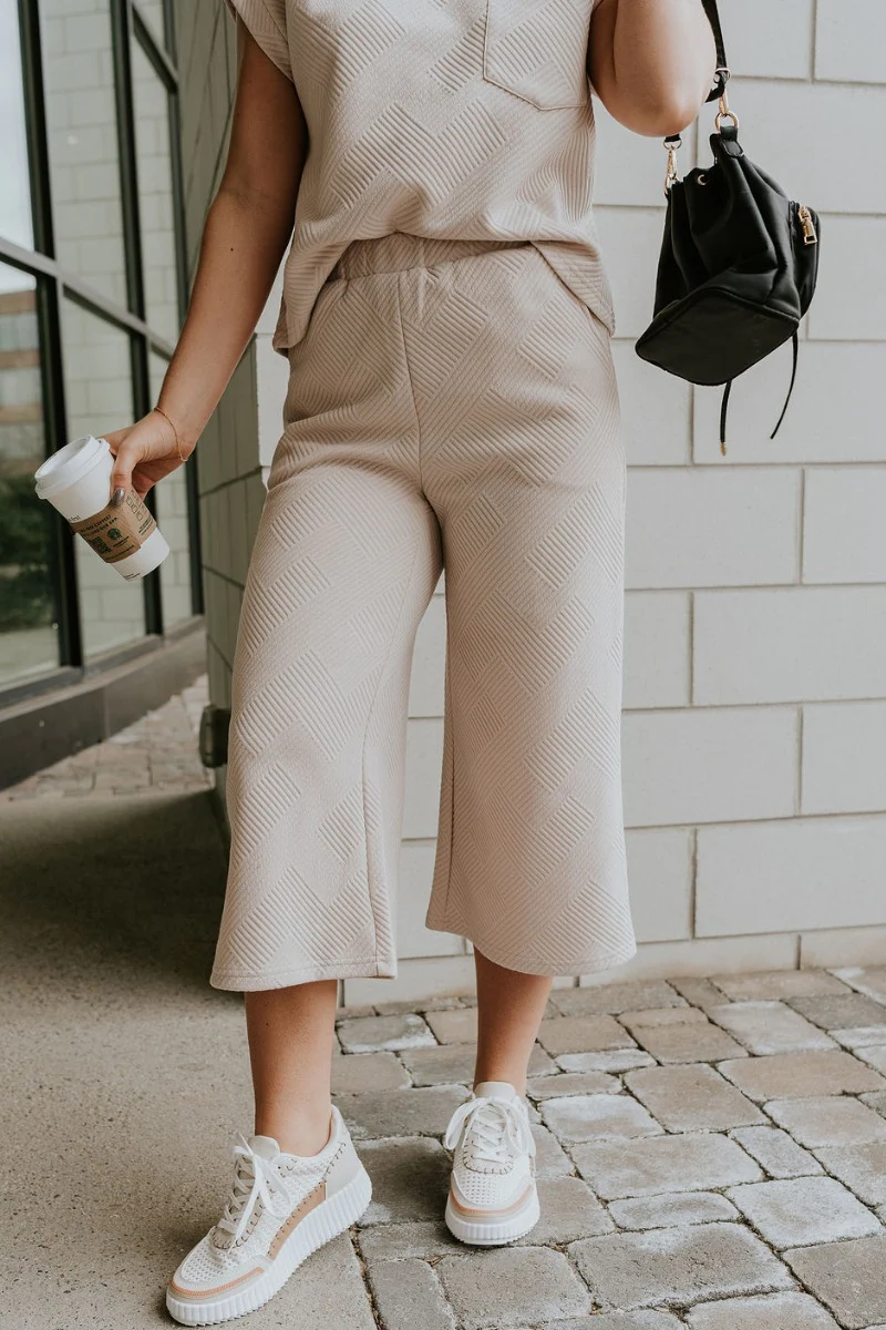Ella Light Taupe Cropped Pants - Image 2