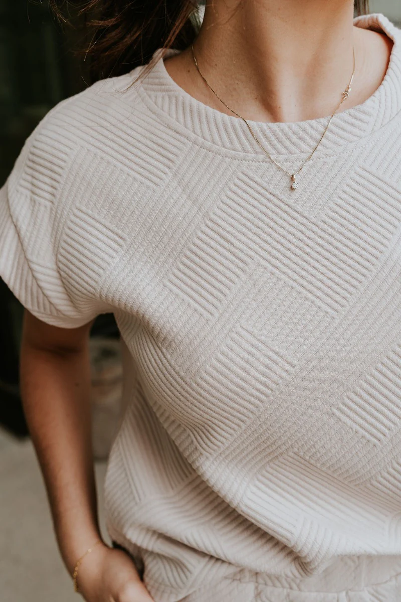 Ella Light Taupe Short Sleeve Top - Image 4