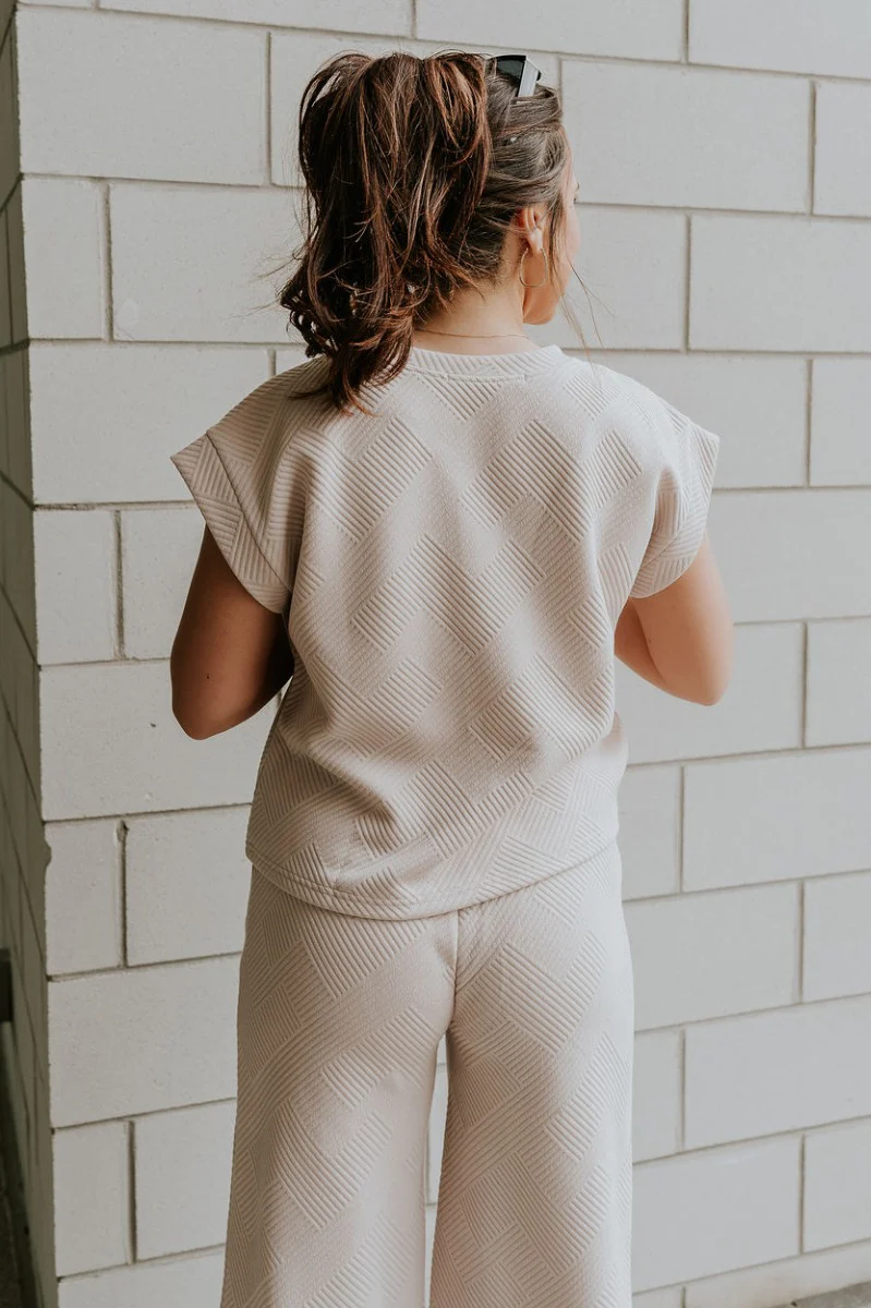 Ella Light Taupe Short Sleeve Top - Image 5