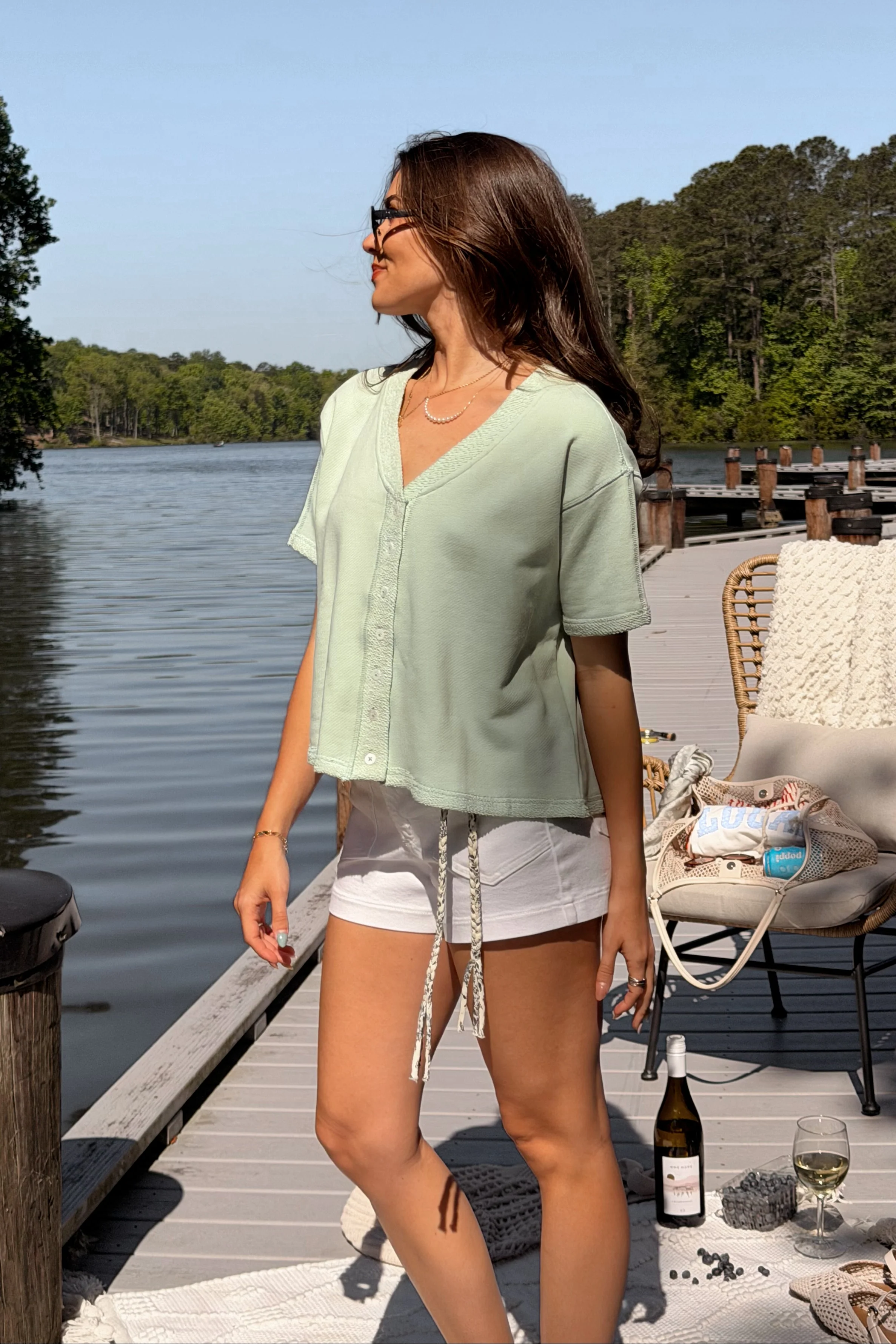 Ella Mint Green Short Sleeve Cardigan - Image 2