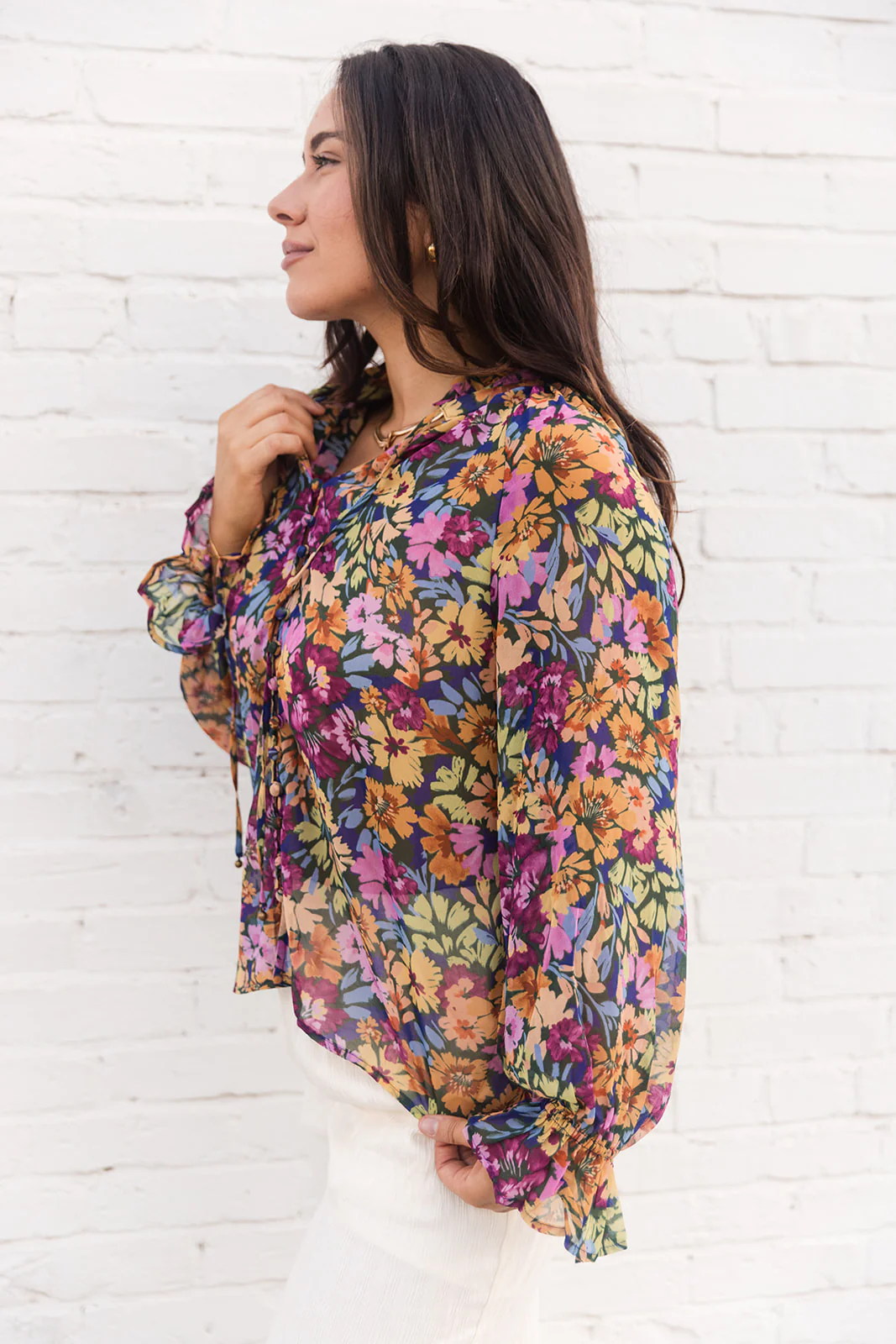 Ella Multi Floral Ruffle Top - Image 5