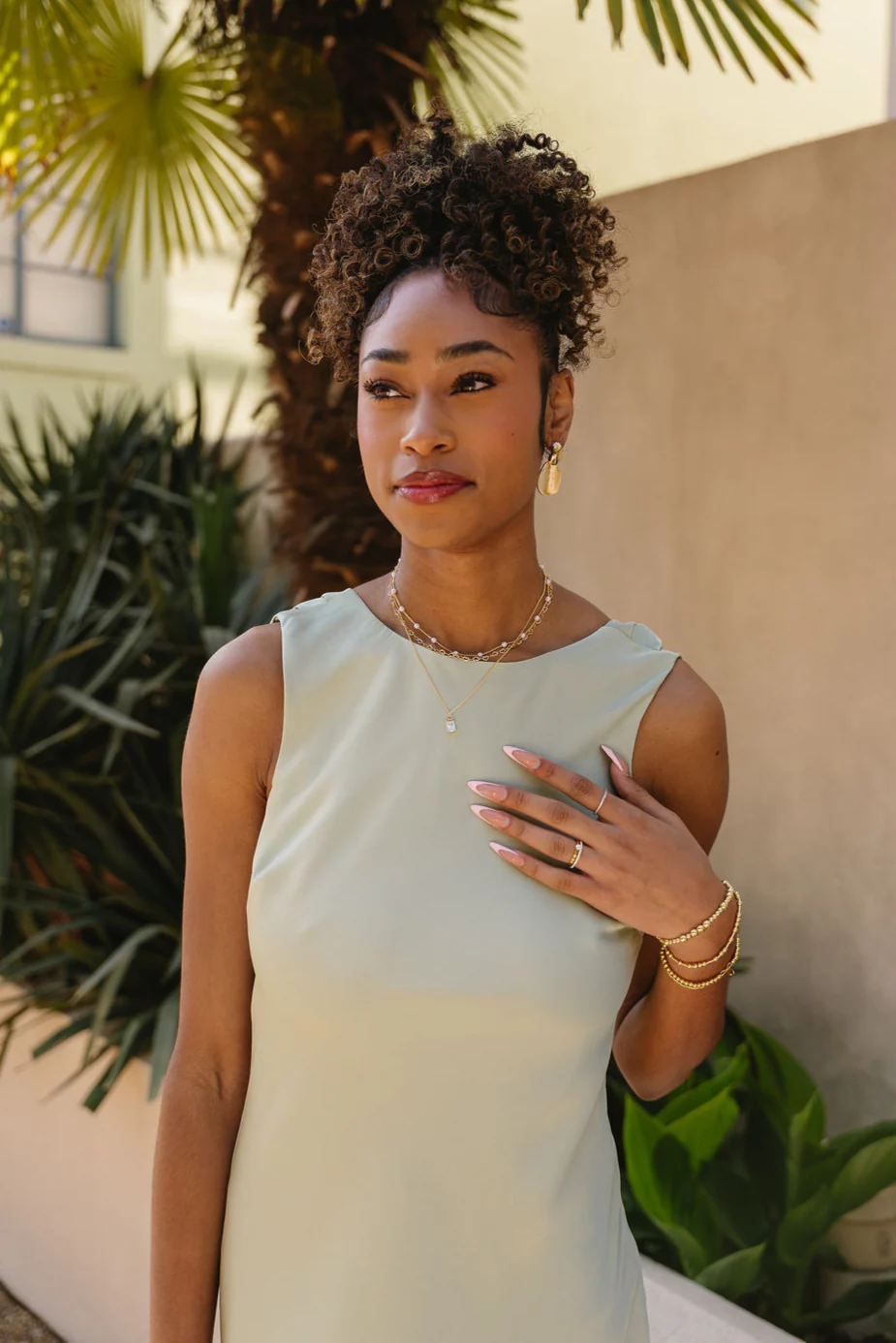 Ella Sage Green Satin Cowl Mini Dress - Image 12