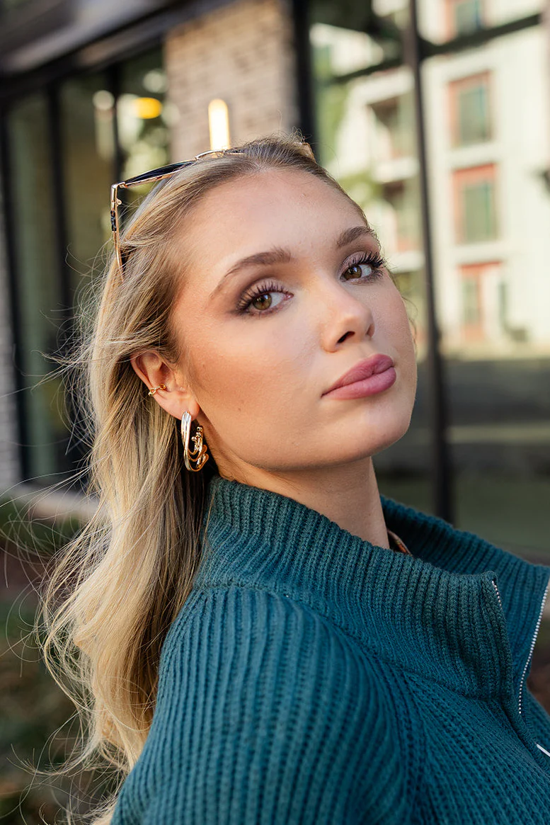 Elle Gold Triple Layer Scoop Hoop Earrings