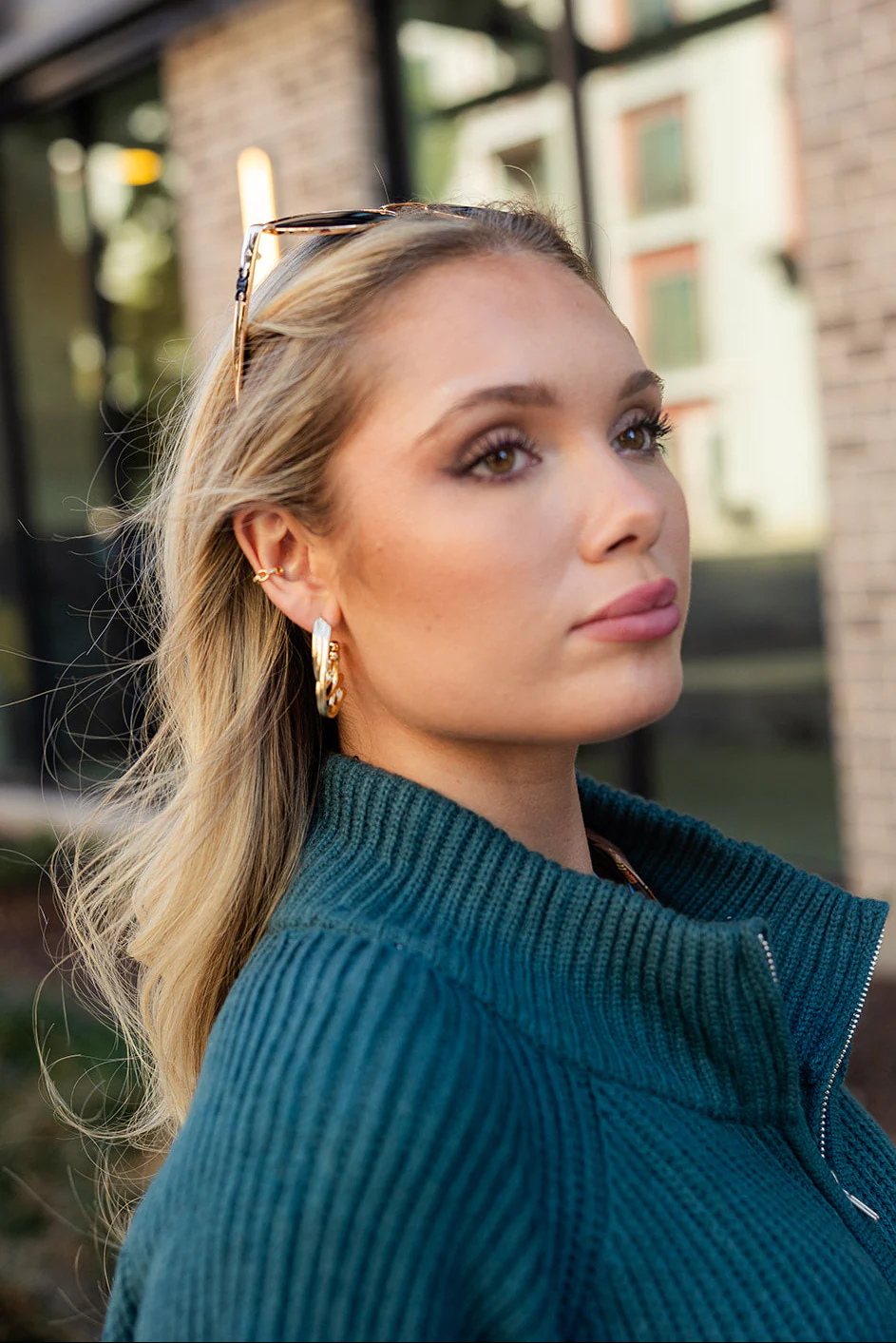 Elle Gold Triple Layer Scoop Hoop Earrings - Image 2