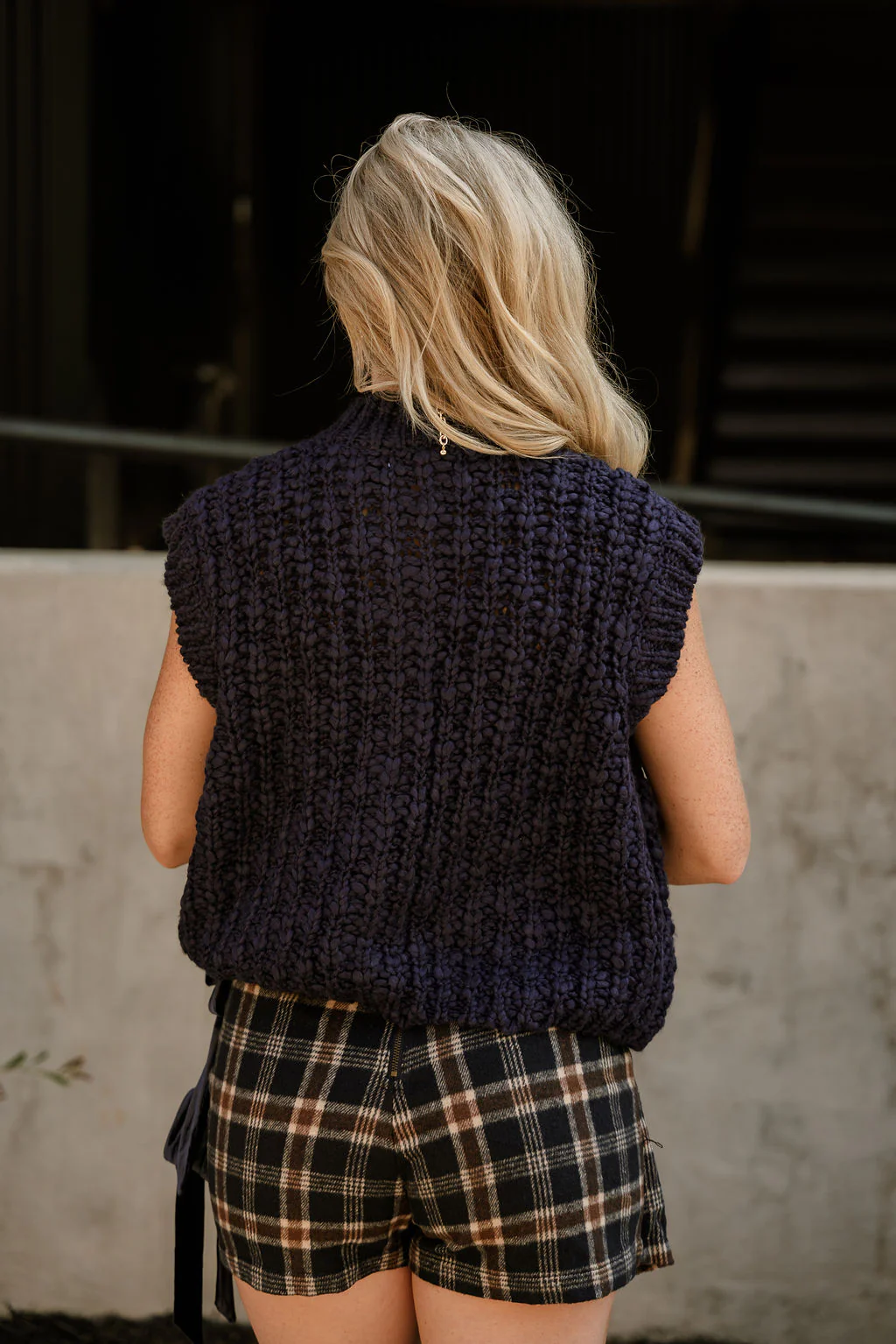 Elle Navy Knit Button-Up Vest - Image 6