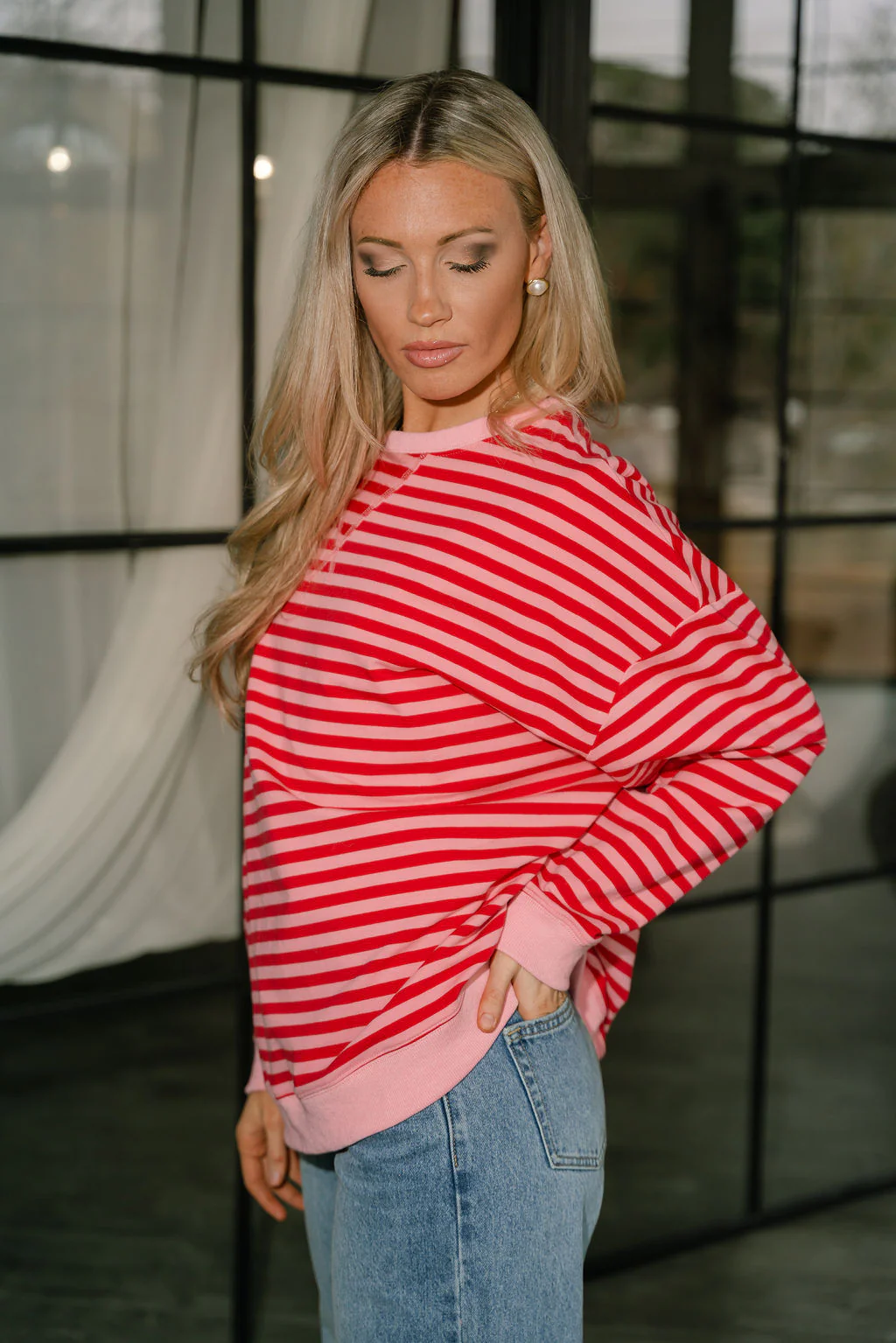 Elle Pink & Red Stripe Pullover - Image 10